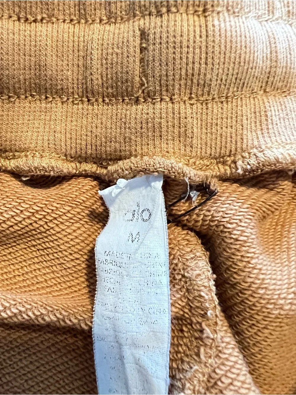 Alo Yoga French Terry Drawstring Lounge Shorts Women’s Size Medium Camel/Tan